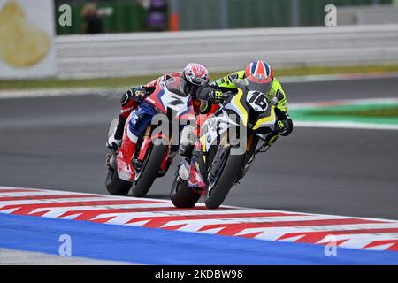 NÂ°16 Gabriele Ruiu ITA BMW M1000RR Bmax Racing durante il Mondiale Superbike - SBK Pirelli Emilia-Romagna Round FIM Superbike World Championship 2022 - Libere e Qualifiche il 10 giugno 2022 al Misano World Circuit 'Marco Simoncelli' di Misano Adriatico, Italia (Foto di otto Moretti/LiveMedia/NurPhoto) Foto Stock