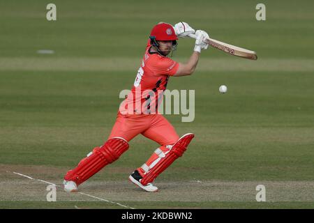 Steven Croft of Lancashire Lightning si schiaccia durante la partita Vitality Blast T20 tra il Durham County Cricket Club e il Lancashire al Seat Unique Riverside, Chester le Street venerdì 10th giugno 2022. (Foto di will Matthews/MI News/NurPhoto) Foto Stock