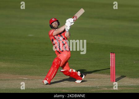 Steven Croft of Lancashire Lightning si schiaccia durante la partita Vitality Blast T20 tra il Durham County Cricket Club e il Lancashire al Seat Unique Riverside, Chester le Street venerdì 10th giugno 2022. (Foto di will Matthews/MI News/NurPhoto) Foto Stock