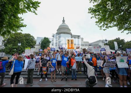 WASHINGTON, DC - 11 GIUGNO: I partecipanti hanno protestato brevemente davanti al Campidoglio prima di essere allontanati dalla polizia DC durante il mese di marzo per le nostre vite 2022 il 11 giugno 2022 a Washington, DC. (Foto di John Nacion/NurPhoto) Foto Stock