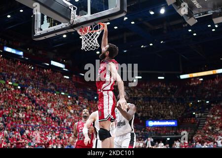 Gigi Datome (AX Armani Exchange Olimpia Milano) durante la finale di Campionato Italiano Basket Serie A gara 3 - AX Armani Exchange Milano vs Virtus Segafredo Bologna il 12 giugno 2022 al Mediolanum Forum di Milano (Foto di Simone Lucarelli/LiveMedia/NurPhoto) Foto Stock