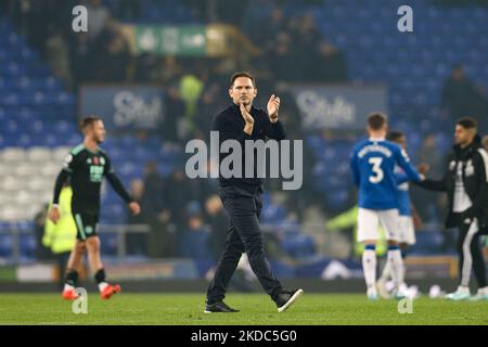 Everton, Regno Unito. 05th Nov 2022. Frank Lampard, il Manager di Everton alla fine del gioco. Incontro Premier League, Everton contro Leicester City al Goodison Park di Liverpool sabato 5th novembre 2022. Questa immagine può essere utilizzata solo per scopi editoriali. Solo per uso editoriale, licenza richiesta per uso commerciale. Nessun utilizzo nelle scommesse, nei giochi o nelle pubblicazioni di un singolo club/campionato/giocatore. pic di Chris Stading/Andrew Orchard SPORTS photography/Alamy Live news Credit: Andrew Orchard SPORTS photography/Alamy Live News Foto Stock