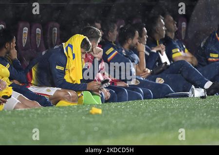 Andrei Ratiu in azione durante la partita della UEFA Nations League B Group 3 tra Romania e Montenegro allo Stadio Rapid Giulesti il 14 giugno 2022 a Bucarest, Romania. (Foto di Alex Nicodim/NurPhoto) Foto Stock