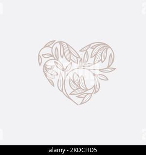 Illustrazione vettoriale di un cuore floreale disegnato a mano per lo sfondo Illustrazione Vettoriale