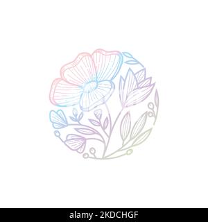 Illustrazione vettoriale di un cerchio floreale disegnato a mano Illustrazione Vettoriale