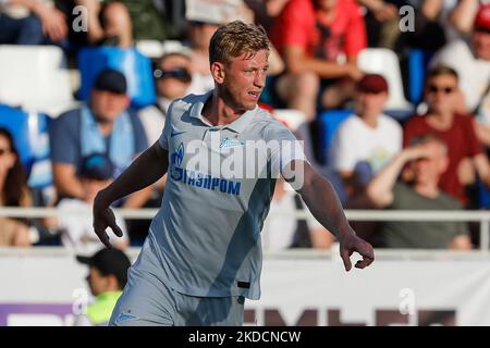 Dmitri Chistyakov di Zenit San Pietroburgo gesta durante la partita del TORNEO DI pre-partita DELLA PARI Premier Cup tra Zenit San Pietroburgo e Sochi il 25 giugno 2022 allo stadio Smena di San Pietroburgo, Russia. (Foto di Mike Kireev/NurPhoto) Foto Stock