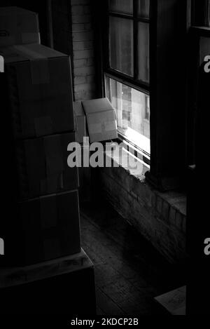 Chiamato 'la finestra d'angolo', è qui che Lee Harvey Oswald spara tre colpi dal suo fucile, colpendo John F. Kennedy, il 35th presidente degli Stati Uniti due volte il 22 novembre 1963. La finestra si trova al 6th° piano dell'edificio del Texas School Book Depository e si affaccia su Dealey Plaza. Rimane come era in quel fatidico giorno di novembre. (Foto di George Wilson/NurPhoto) Foto Stock