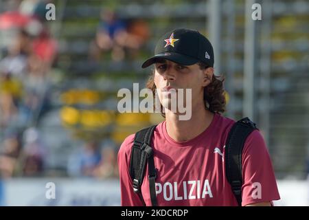 Gianmarco tamberi, medaglia d'oro delle Olimpiadi di Tokyo durante i campionati italiani di atletica assoluta. A Rieti, Italia, il 26 giugno 2022. (Foto di Riccardo Fabi/NurPhoto) Foto Stock