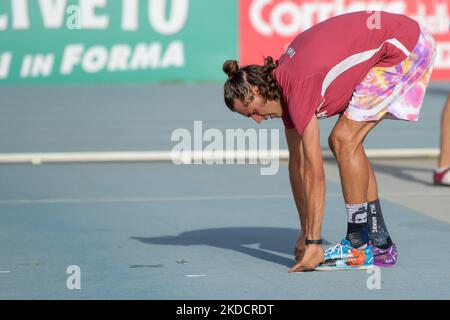 Gianmarco tamberi, medaglia d'oro delle Olimpiadi di Tokyo durante i campionati italiani di atletica assoluta. A Rieti, Italia, il 26 giugno 2022. (Foto di Riccardo Fabi/NurPhoto) Foto Stock