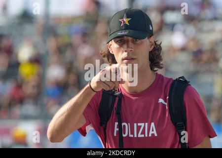 Gianmarco tamberi, medaglia d'oro delle Olimpiadi di Tokyo durante i campionati italiani di atletica assoluta. A Rieti, Italia, il 26 giugno 2022. (Foto di Riccardo Fabi/NurPhoto) Foto Stock