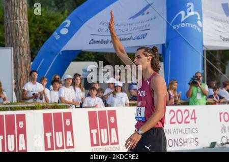 Gianmarco tamberi, medaglia d'oro delle Olimpiadi di Tokyo durante i campionati italiani di atletica assoluta. A Rieti, Italia, il 26 giugno 2022. (Foto di Riccardo Fabi/NurPhoto) Foto Stock