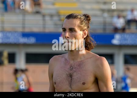 Gianmarco tamberi, medaglia d'oro delle Olimpiadi di Tokyo durante i campionati italiani di atletica assoluta. A Rieti, Italia, il 26 giugno 2022. (Foto di Riccardo Fabi/NurPhoto) Foto Stock