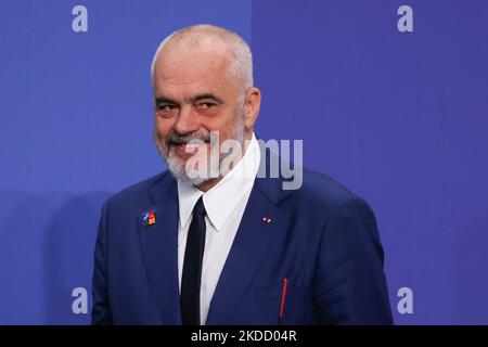 Primo Ministro dell'Albania Edi Rama durante la cerimonia di benvenuto del Vertice NATO a Madrid, Spagna, il 29 giugno 2022. (Foto di Jakub Porzycki/NurPhoto) Foto Stock