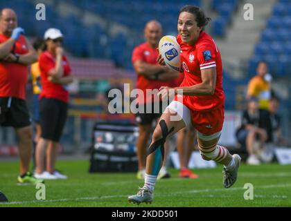 Katarzyna PASZCZYK di Polonia in azione durante Irlanda 7S vs Polonia 7S, la finale del Campionato europeo di rugby 2022 Sevens Series a Cracovia. Domenica 03 luglio 2022, allo stadio municipale Henryk Reyman, Cracovia, Malopolskie Voivodato, Polonia. (Foto di Artur Widak/NurPhoto) Foto Stock