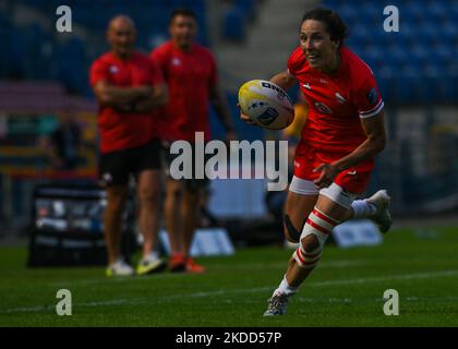 Katarzyna PASZCZYK di Polonia in azione durante Irlanda 7S vs Polonia 7S, la finale del Campionato europeo di rugby 2022 Sevens Series a Cracovia. Domenica 03 luglio 2022, allo stadio municipale Henryk Reyman, Cracovia, Malopolskie Voivodato, Polonia. (Foto di Artur Widak/NurPhoto) Foto Stock