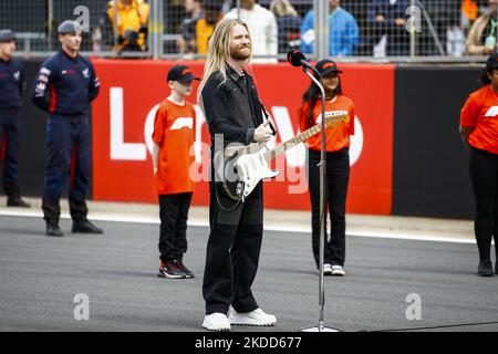 Sam Ryder si esibisce durante il Gran Premio di Formula 1 di Gran Bretagna sul circuito di Silverstone dal 31st giugno al 3rd luglio 2022 a Northampton, Inghilterra. (Foto di Gongora/NurPhoto) Foto Stock