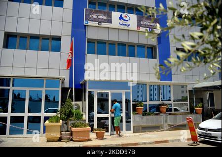 Una foto che mostra la sede del movimento Ennahdha a Montplaisir a Tunisi, Tunisia, il 07,2022 luglio. (Foto di Yassine Mahjoub/NurPhoto) Foto Stock