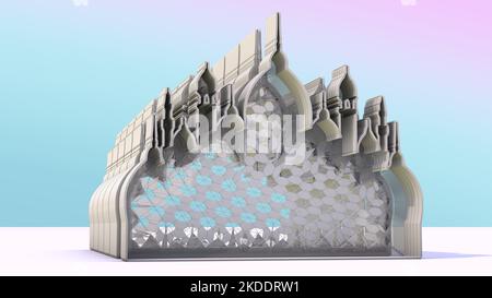 3D Illustrazione di una moschea o Masjid dove i musulmani eseguono preghiere. Modellisti, Architetti, Artisti, Artisti, ingegneri, E i Modelers devono vedere. Foto Stock