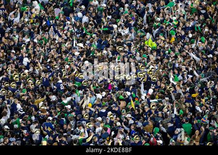 South Bend, Indiana, Stati Uniti. 05th novembre 2022. Durante la partita di football NCAA, l'azione tra le Clemson Tigers e la Notre Dame Fighting Irish al Notre Dame Stadium di South Bend, Indiana. Notre Dame sconfisse Clemson 35-14. John Mersits/CSM/Alamy Live News Foto Stock