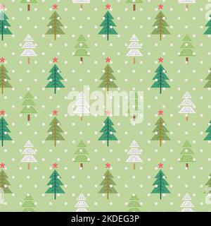 Pastello verde alberi di Natale senza cuciture ripetizione sfondo modello Illustrazione Vettoriale