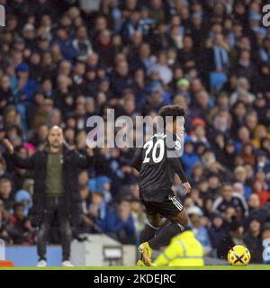 Manchester, Regno Unito. 05th Nov 2022. MANCHESTER, INGHILTERRA - 05 NOVEMBRE: Willian di Fulham in azione durante la partita della Premier League tra Manchester City e Fulham allo stadio Etihad il 5 novembre 2022 a Manchester, Regno Unito. (Foto di Richard Callis/SPP/ ) (Foto: Richard Callis/Sports Press Photo/C - SCADENZA UN'ORA - ATTIVA FTP SOLO SE LE IMMAGINI HANNO MENO DI UN'ORA - Alamy) Credit: SPP Sport Press Photo. /Alamy Live News Foto Stock