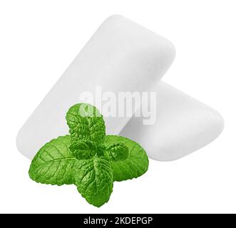 gomma da masticare isolata su sfondo bianco, tracciato di ritaglio, profondità di campo completa Foto Stock