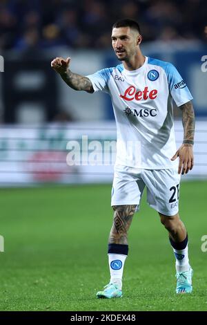 Matteo Politano della SSC Napoli gesta durante la Serie Una partita tra Atalanta BC e SSC Napoli allo Stadio Gewiss il 5 novembre 2022 a Bergamo. Foto Stock