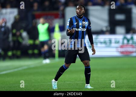 Ademola Lookman di Atalanta BC gesta durante la Serie Una partita tra Atalanta BC e SSC Napoli allo Stadio Gewiss il 5 novembre 2022 a Bergamo. Foto Stock