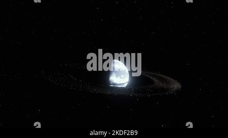 Pianeta con anello nello spazio. Rendering 3D. Foto Stock