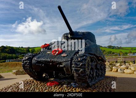 Tank a Slapton Sands Devon Inghilterra Foto Stock