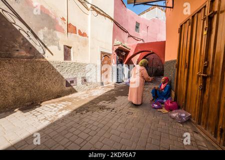 Nella medina (città vecchia) di Marrakech, Marocco Foto Stock