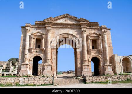 Hadrians Arch Jerash Jordan Foto Stock