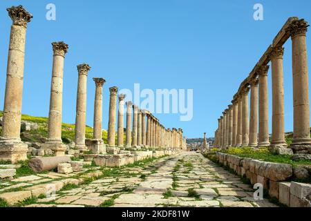 Colonnato Cardo Maximus Jerash Jordan Foto Stock