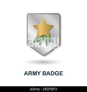 Icona distintivo dell'esercito. 3d illustrazione dalla collezione di guerra. Creative Army Badge 3D icona per web design, modelli, infografiche e altro ancora Illustrazione Vettoriale