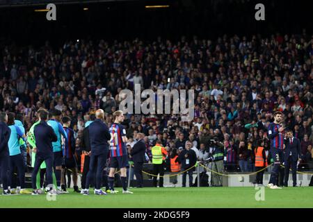 Gerard Pique del FC Barcelona addio durante la partita Liga tra il FC Barcelona e UD Almeria allo Spotify Camp Nou di Barcellona, Spagna. Foto Stock