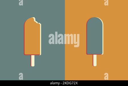 Illustrazione vettoriale del gelato su un bastone in stile vintage Illustrazione Vettoriale