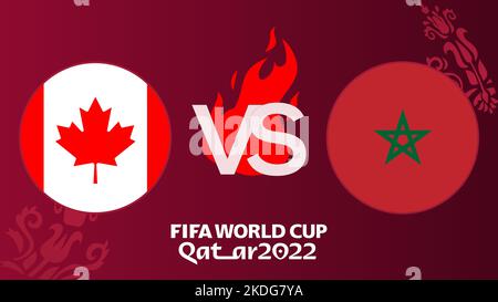 Partita di calcio Canada vs Marocco Coppa del mondo FIFA Qatar 2022, Canada contro Marocco, su sfondo sfocato con il campo di calcio, Yerevan, Armenia - 2022 Novem Foto Stock