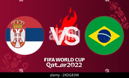 Serbia vs Brasile Calcio Match Coppa del mondo FIFA Qatar 2022, Serbia contro il Brasile, su sfondo sfocato con il campo di calcio, Yerevan, Armenia - 2022 Novembe Foto Stock