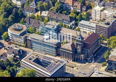 Veduta aerea, Emschergenossenschaft / Lippederband, Kronprinzenstraße, Südviertel, Essen, Ruhrgebiet, Renania settentrionale-Vestfalia, Germania, DE, cibo, Europa Foto Stock