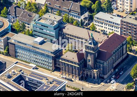 Veduta aerea, Emschergenossenschaft / Lippederband, Kronprinzenstraße, Südviertel, Essen, Ruhrgebiet, Renania settentrionale-Vestfalia, Germania, DE, cibo, Europa Foto Stock