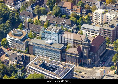 Veduta aerea, Emschergenossenschaft / Lippederband, Kronprinzenstraße, Südviertel, Essen, Ruhrgebiet, Renania settentrionale-Vestfalia, Germania, DE, cibo, Europa Foto Stock