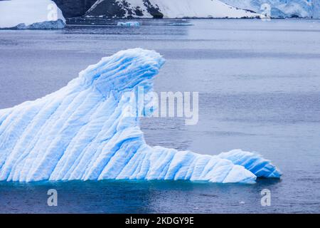 Un iceberg a forma di leone in Antartide Foto Stock