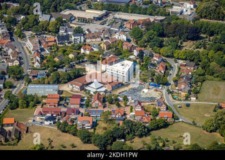 Luftbild, Baustelle mit Neubau und Sanierung Arnold-Freymuth-Gesamtschule / Falkschule, Herringen, Hamm, Ruhrgebiet, Nordrhein-Westfalen, Germania, Foto Stock