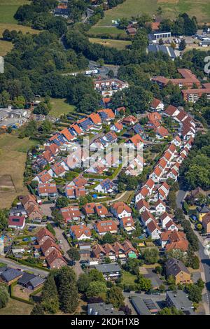 Veduta aerea, tenuta Herringer Heide, tetti rossi, Herringen, Hamm, Ruhr, Renania settentrionale-Vestfalia, Germania, DE, Europa, tassa di proprietà, Immobil Foto Stock