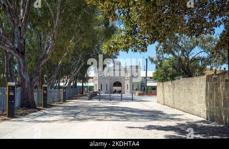 Vista della Fremantle Prison situato vicino a Perth in Australia occidentale, ora un museo memoriale e un sito Patrimonio Mondiale dell'UNESCO Foto Stock