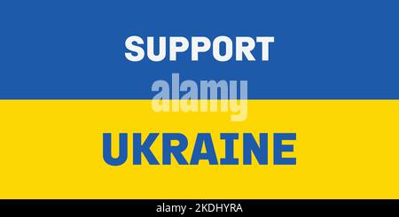 Supporta il testo ucraina sulla bandiera Illustrazione Vettoriale