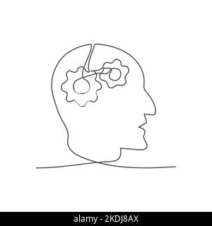 Conoscenza disegno di una linea su sfondo bianco Illustrazione Vettoriale