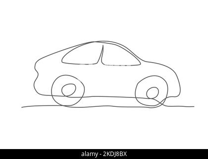 Car una linea di disegno su sfondo bianco Illustrazione Vettoriale