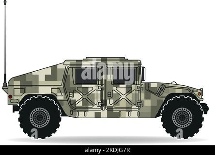 Un veicolo militare americano in pixel deserto mimetizzazione Illustrazione Vettoriale