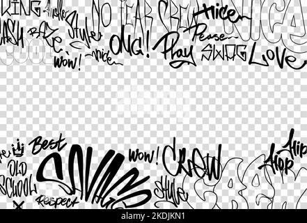 Bombardamento graffiti e tag isolati su sfondo trasparente Illustrazione Vettoriale